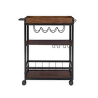 Carrello da cucina Austin in metallo/legno con 3 ripiani, portabottiglie e portabicchieri, su ruote - Linon