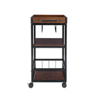 Carrello da cucina Austin in metallo/legno con 3 ripiani, portabottiglie e portabicchieri, su ruote - Linon