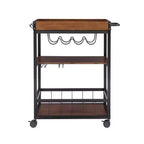 Carrello da cucina Austin in metallo/legno con 3 ripiani, portabottiglie e portabicchieri, su ruote - Linon