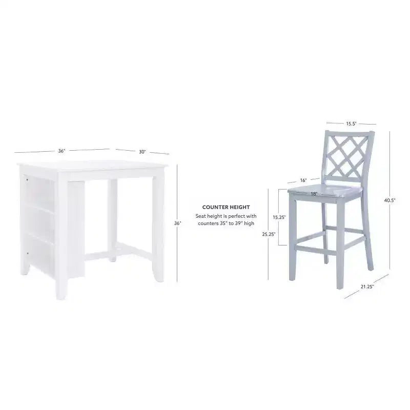 Powell 3 pz Shelby Set da pranzo salvaspazio altezza bancone grigio