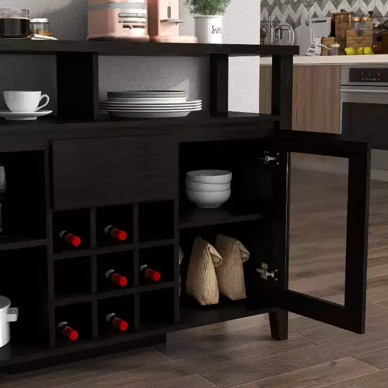 Farzon Transitional 9 Bottle Storage Buffet Server Espresso - miBasics