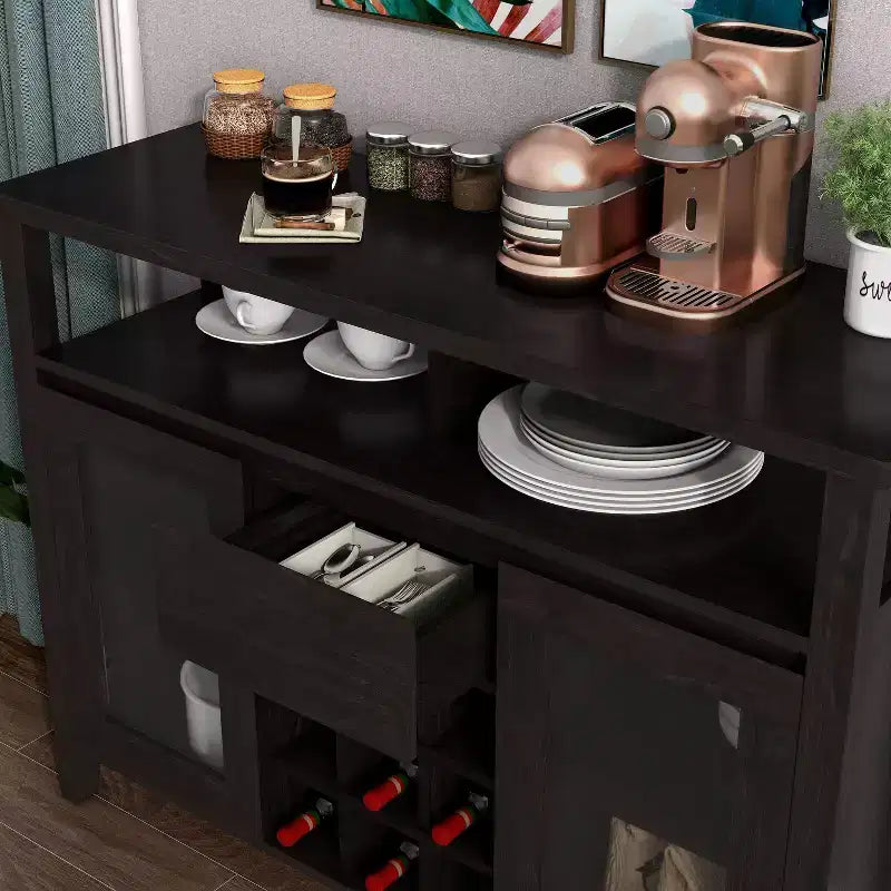 Farzon Transitional 9 Bottle Storage Buffet Server Espresso - miBasics