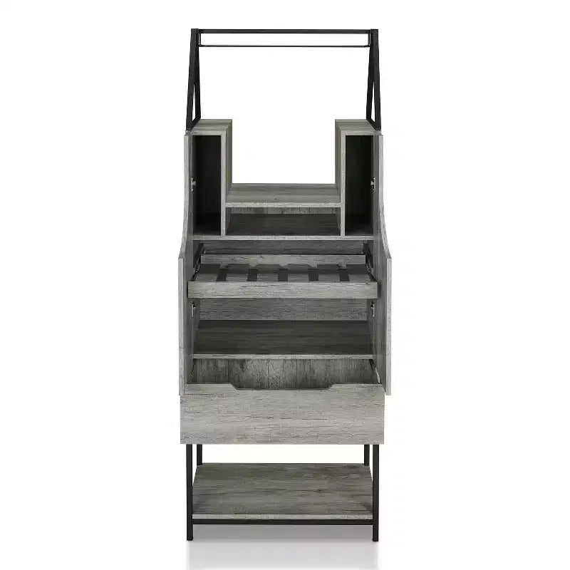 24/7 Shop At Home Meluse Mobile Bar Cantinetta Multi-Contenitore Grigio Vintage