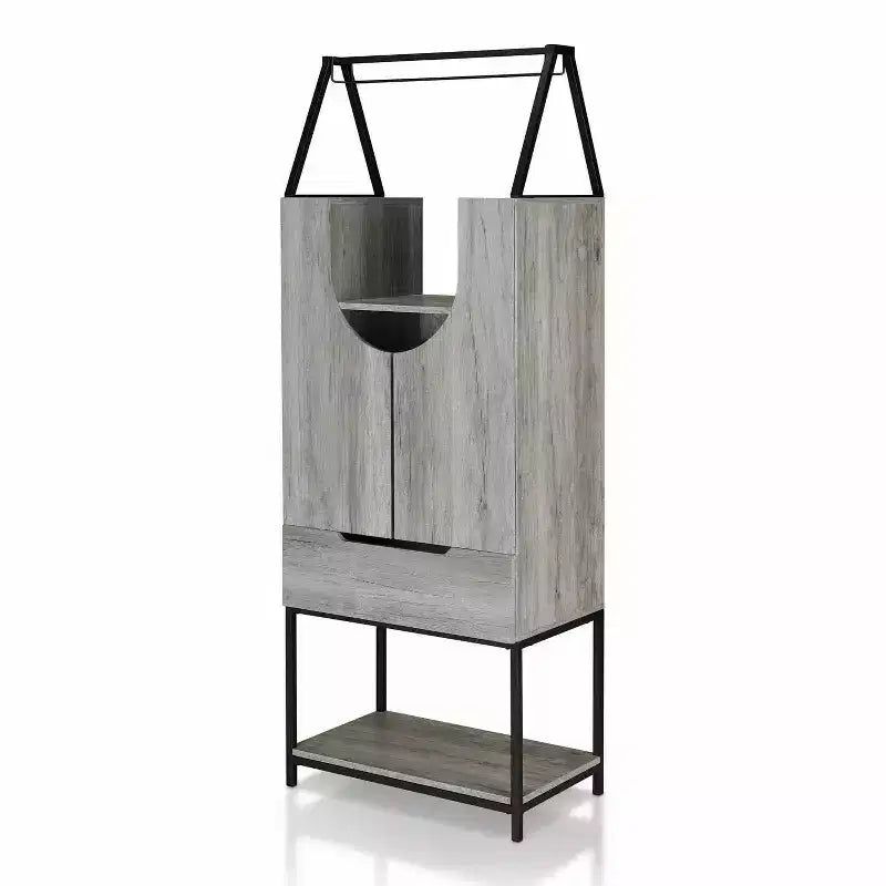 24/7 Shop At Home Meluse Mobile Bar Cantinetta Multi-Contenitore Grigio Vintage