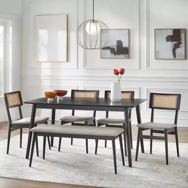 Lifestorey 6pc Whitney Rectangular Dining Set Black