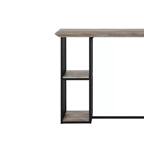 Acme Furniture 47" Zudora Dining Table Antique Oak Sandy Black Finish: Sturdy Metal Pedestal Base, Seats 2