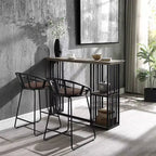 Acme Furniture 47" Zudora Dining Table Antique Oak Sandy Black Finish: Sturdy Metal Pedestal Base, Seats 2