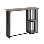 Acme Furniture 47" Zudora Dining Table Antique Oak Sandy Black Finish: Sturdy Metal Pedestal Base, Seats 2
