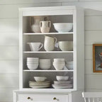 Lifestorey Monza 3 Shelf Display Hutch White: Modern Farmhouse Style, 3-Shelf Display Storage