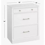 Lifestorey Monza Modular Cabinet with Faux Marble Top 3 Drawers White: Farmhouse Style Sideboard, Faux Marble Top, MDF Frame