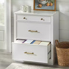 Lifestorey Monza Modular Cabinet with Faux Marble Top 3 Drawers White: Farmhouse Style Sideboard, Faux Marble Top, MDF Frame