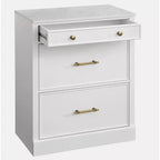Lifestorey Monza Modular Cabinet with Faux Marble Top 3 Drawers White: Farmhouse Style Sideboard, Faux Marble Top, MDF Frame