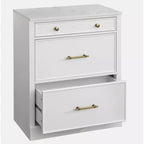 Lifestorey Monza Modular Cabinet with Faux Marble Top 3 Drawers White: Farmhouse Style Sideboard, Faux Marble Top, MDF Frame