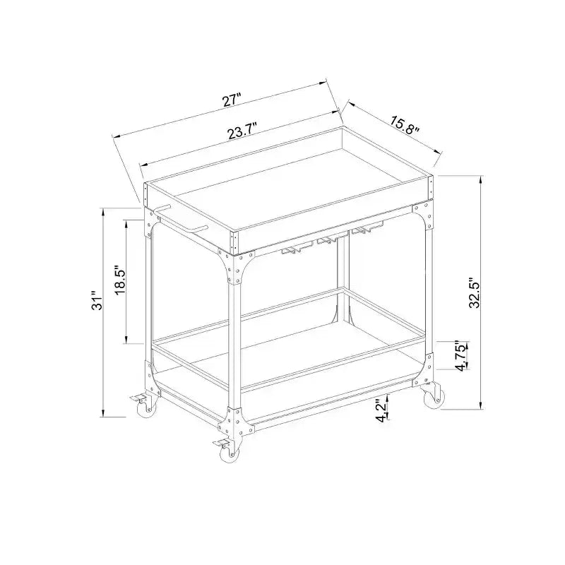 Carrello bar e portavini Franklin grigio anticato - Threshold™: carrello portabevande stile vintage con ruote bloccabili
