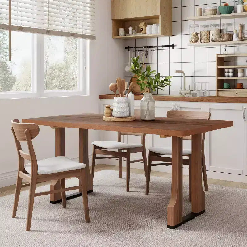 Christopher Knight Home Rowan Rustic 63" Dining Table with Double Pedestal Base Walnut