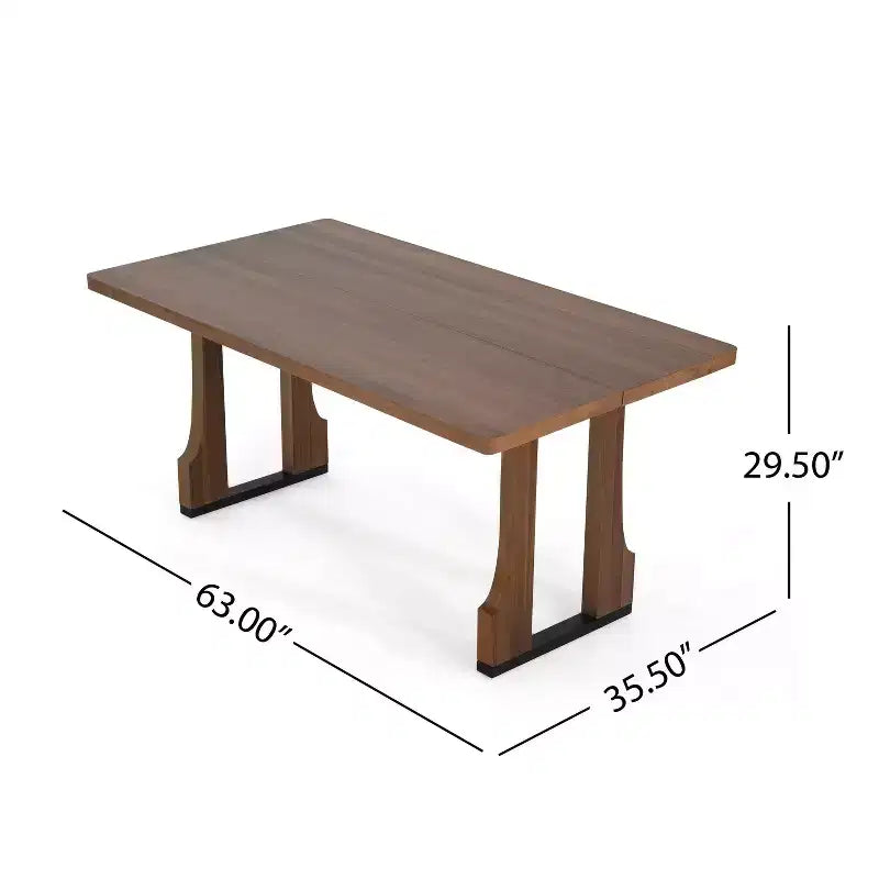 Christopher Knight Home Rowan Rustic 63" Dining Table with Double Pedestal Base Walnut