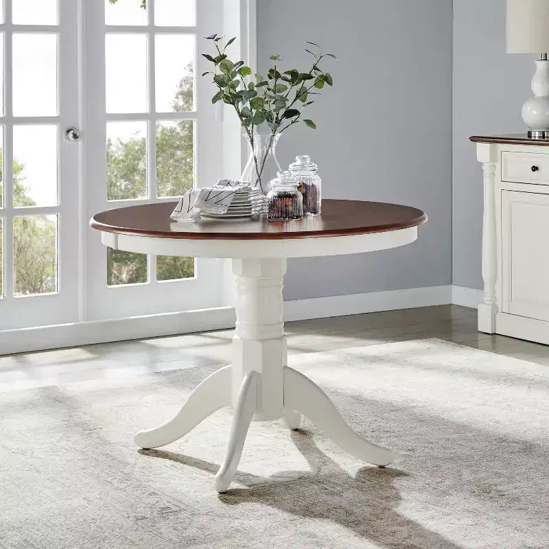 Tavolo da pranzo rotondo Shelby bianco anticato - Crosley