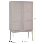 Lifestorey Maxima Cane Cabinet Natural: Mid-Century Storage, Ash Veneer, Adjustable Shelves