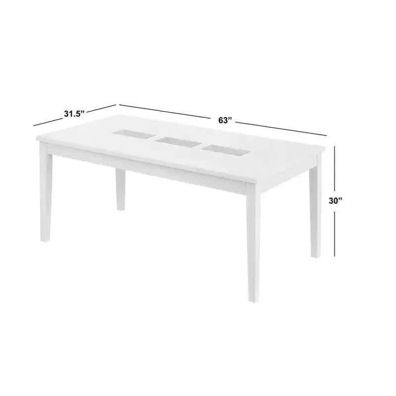 Tavolo da pranzo rettangolare Lifestorey Diamond bianco: 6 posti, MDF e legno di gomma, non allungabile, stile contemporaneo