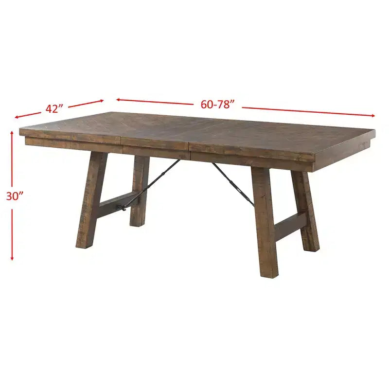 Dex 7pc Extendable Dining Table Set and 6 Upholster Side Chairs Walnut Brown/Cream - Picket House Furnishings: Smokey Finish, Flared Legs