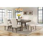 Dex 7pc Extendable Dining Table Set and 6 Upholster Side Chairs Walnut Brown/Cream - Picket House Furnishings: Smokey Finish, Flared Legs