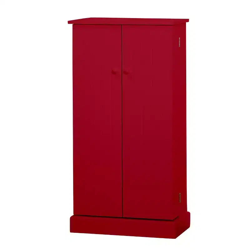 Buylateral Utility Pantry Red: Transitional Style, MDF Construction, 3 Adjustable Shelves, 10 Door Compartments