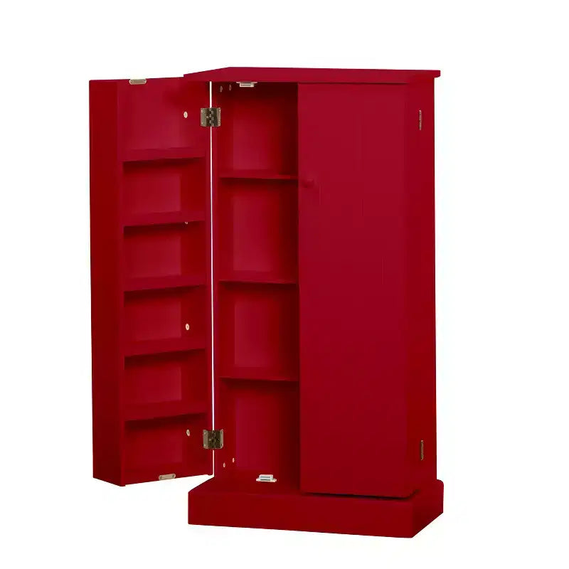 Dispensa multiuso rossa Buylateral: Stile transitorio, struttura in MDF, 3 ripiani regolabili, 10 scomparti ad anta