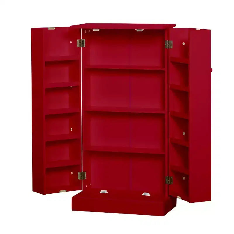 Dispensa multiuso rossa Buylateral: Stile transitorio, struttura in MDF, 3 ripiani regolabili, 10 scomparti ad anta