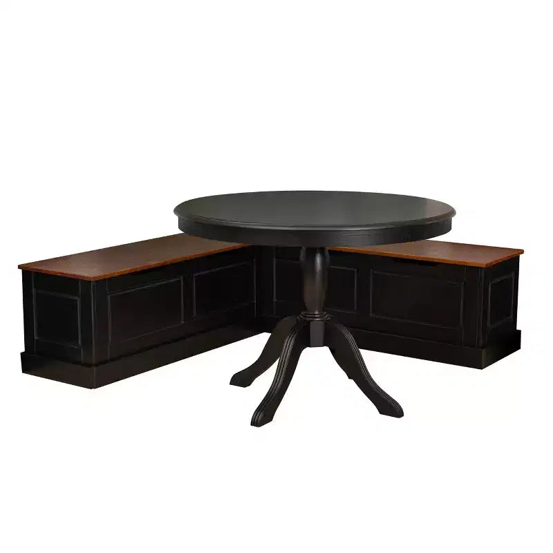 Linon 2pc Tobin Nook and Table Dining Set Black/Walnut