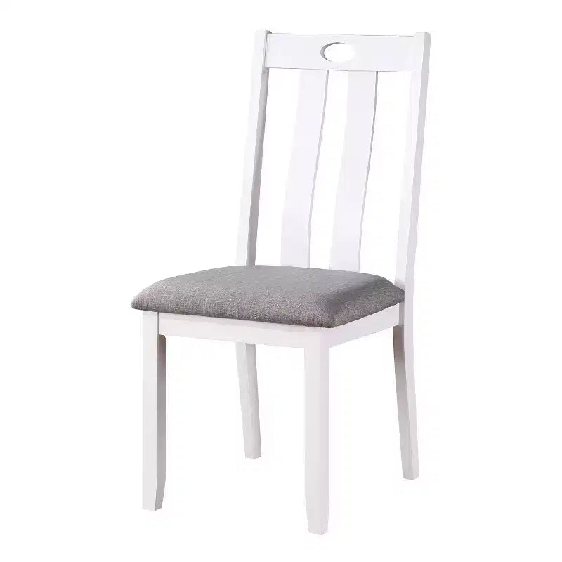 HOMES: Inside + Out 5pc Seawhisper Transitional Dining Table Set White/Gray: Solid Wood, Upholstered Chairs, Cottage Style