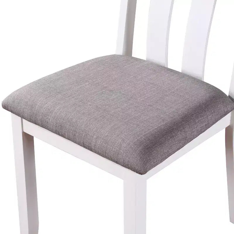 HOMES: Inside + Out 5pc Seawhisper Transitional Dining Table Set White/Gray: Solid Wood, Upholstered Chairs, Cottage Style