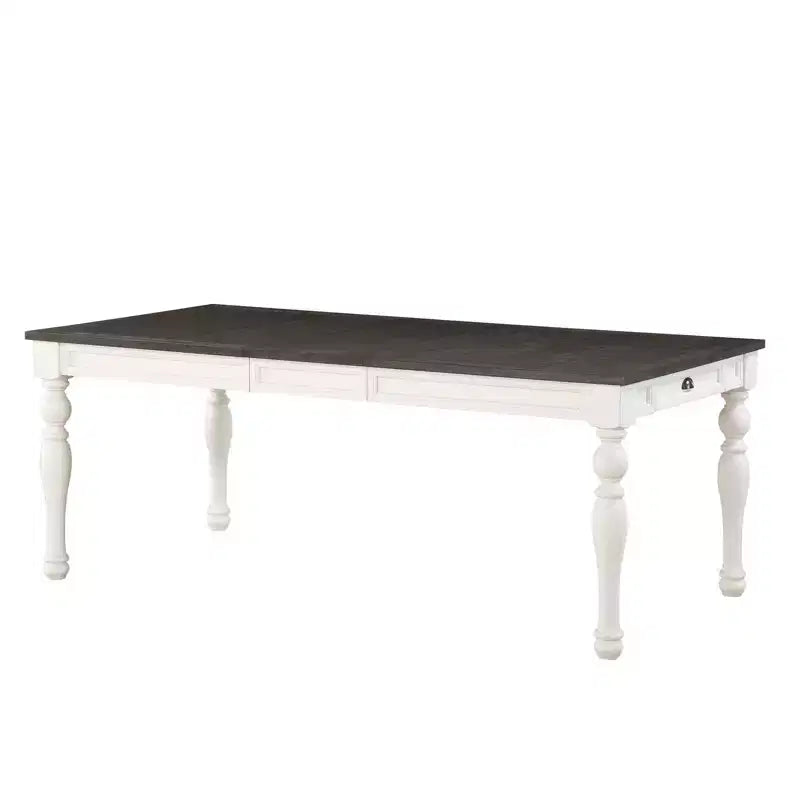 Steve Silver Co. Joanna Two-Toned Extendable Dining Table Ivory/Charcoal: Seats 8, Butterfly Leaf, Modern Style