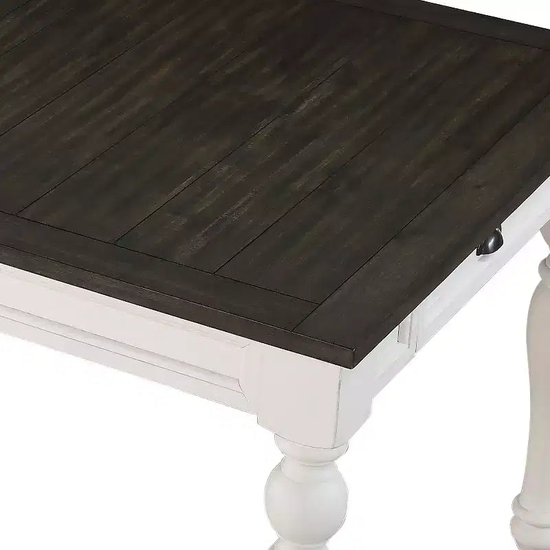 Steve Silver Co. Joanna Two-Toned Extendable Dining Table Ivory/Charcoal: Seats 8, Butterfly Leaf, Modern Style