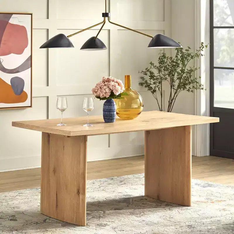 Lifestorey 7pc Blakely Modern Rectangular Dining Set Light Oak/Beige