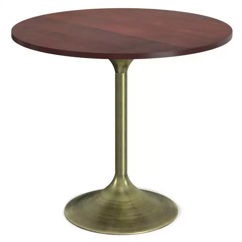 Chilton Dining Table Walnut - WyndenHall: Solid Acacia Top, Antique Copper Base, 36"