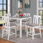 HOMES: Inside + Out 5pc Seawhisper Transitional Counter Height Dining Set White/Gray: Square Table, Padded Chairs