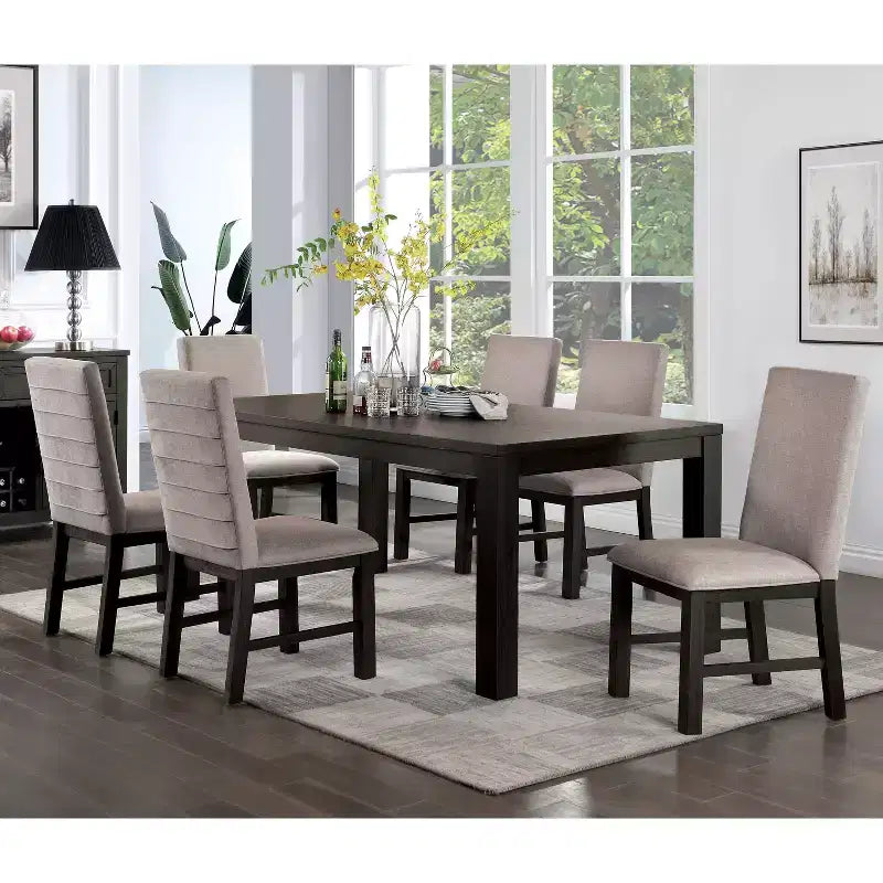 HOMES: Inside + Out Set da Pranzo Transizionale Brightpeak 7 pezzi Nero Antico/Grigio