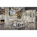 120" Vendome Dining Table Antique Pearl Finish - Acme Furniture: Double Pedestal, Gold Accents, 8 Seats