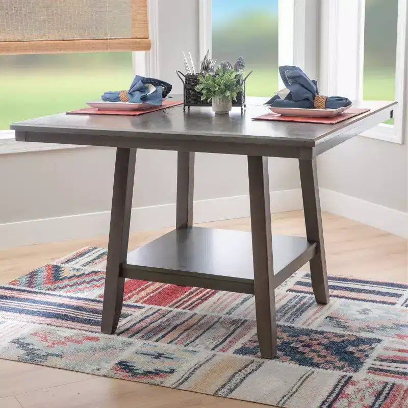Powell Barnes Counter Height Table with Lazy Susan Gray
