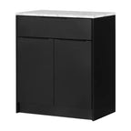 South Shore Olio Kitchen Island Matte Black/Faux White Marble