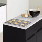 South Shore Olio Kitchen Island Matte Black/Faux White Marble