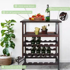 Solid Wood Freestanding 18-Bottle Wine Rack with Shelves Espresso - Flora Home: Pine Construction, 1 Shelf, 33" Height