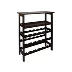 Solid Wood Freestanding 18-Bottle Wine Rack with Shelves Espresso - Flora Home: Pine Construction, 1 Shelf, 33" Height