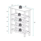 Solid Wood Freestanding 18-Bottle Wine Rack with Shelves Espresso - Flora Home: Pine Construction, 1 Shelf, 33" Height