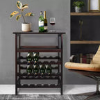 Solid Wood Freestanding 18-Bottle Wine Rack with Shelves Espresso - Flora Home: Pine Construction, 1 Shelf, 33" Height