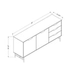South Shore Arlo Sideboard Ash Oak/Gold: Modern Credenza with Storage, Entryway Cabinet, Buffet Server
