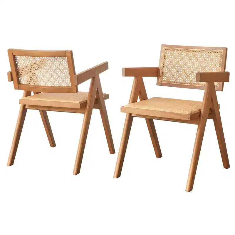 Buylateral 6pc Valentina Modern Dining set with 1 table 2 chairs 2 arm chairs 1 bench Light Walnut