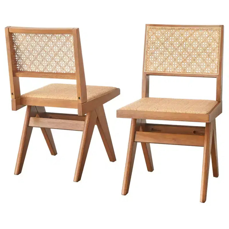 Buylateral 6pc Valentina Modern Dining set with 1 table 2 chairs 2 arm chairs 1 bench Light Walnut