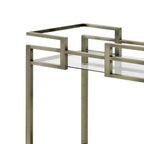 Acme Furniture Neilo Faux Marble Top Bar Serving Cart Clear Glass/Wire Brass Finish