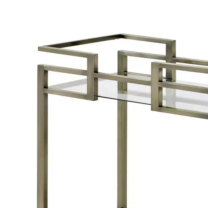 Acme Furniture Neilo Faux Marble Top Bar Serving Cart Clear Glass/Wire Brass Finish
